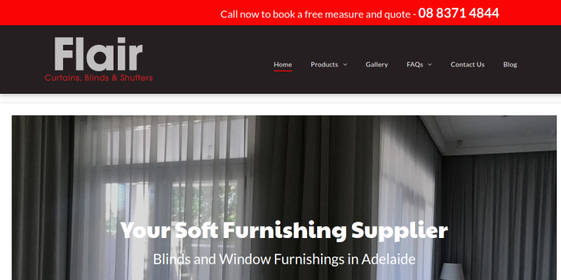 Blinds Adelaide website screenshot
