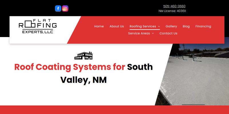 Roof Coating Systems South Valley Nm website screenshot
