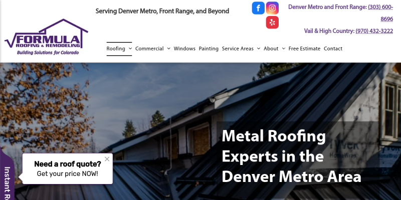 Metal Roofing Denver Co website screenshot