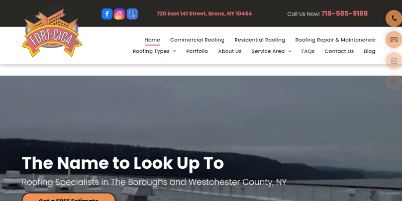 Commercial Roofing Service Contractor Bronx NY website screenshot