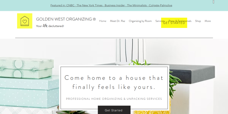 Home Organizers Los Angeles CA website screenshot