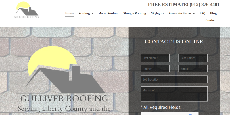 Residential Roof Repair Contractor Richmond Hill GA website screenshot
