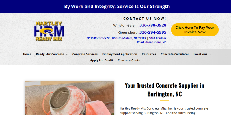 Concrete Supplier Burlington Nc website screenshot