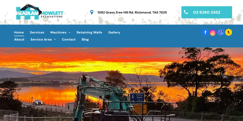 Residential Earthmoving Contractors Hobart TAS website screenshot
