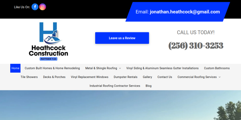 Commercial Roofing Contractor Anniston AL website screenshot