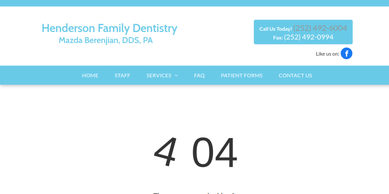Emergency Dentist Oxford Nc website screenshot