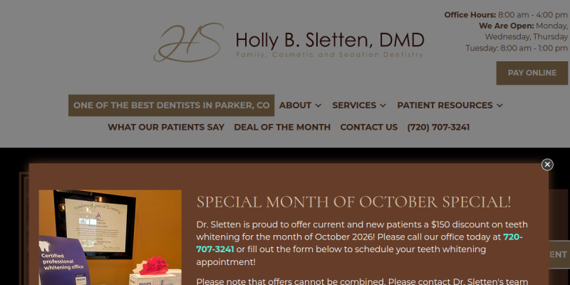 Local Dentist Parker CO website screenshot