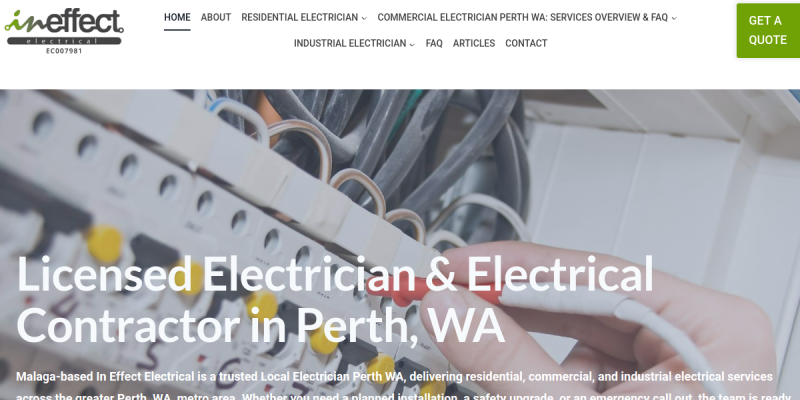 Electrical Contractor Perth WA website screenshot