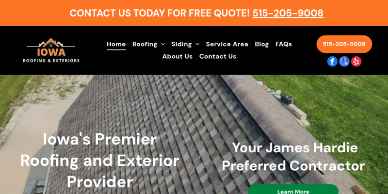 Residential Roofing Contractor Clive IA website screenshot