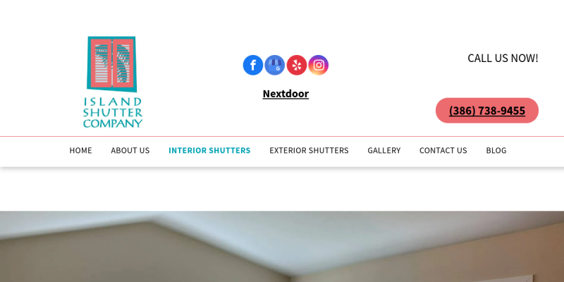 Interior Shutters New Smyrna Beach FL website screenshot