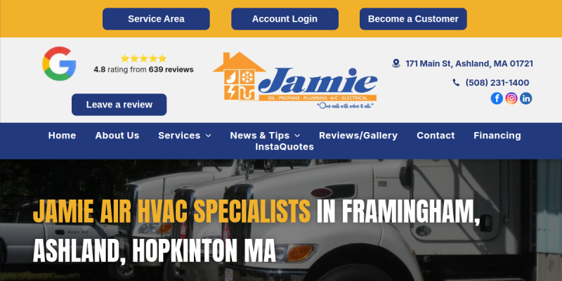 HVAC System Repair Weston MA website screenshot