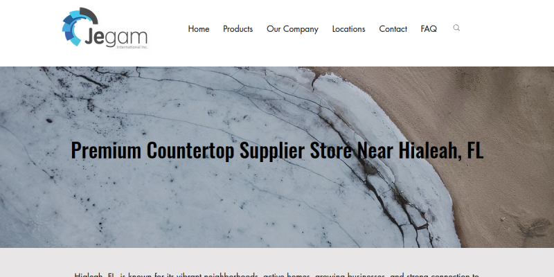 Jegam Stones Inc is a Leading Quartz Supplier in Hialeah, FL website screenshot