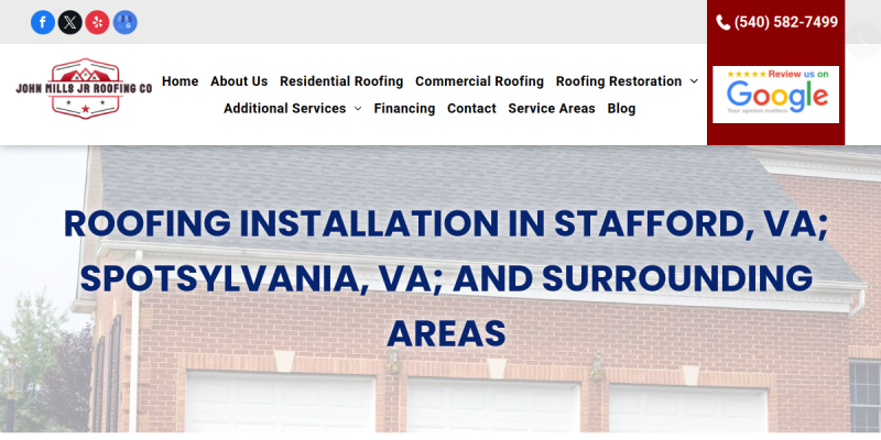 Roofing Installation Spotsylvania Va website screenshot