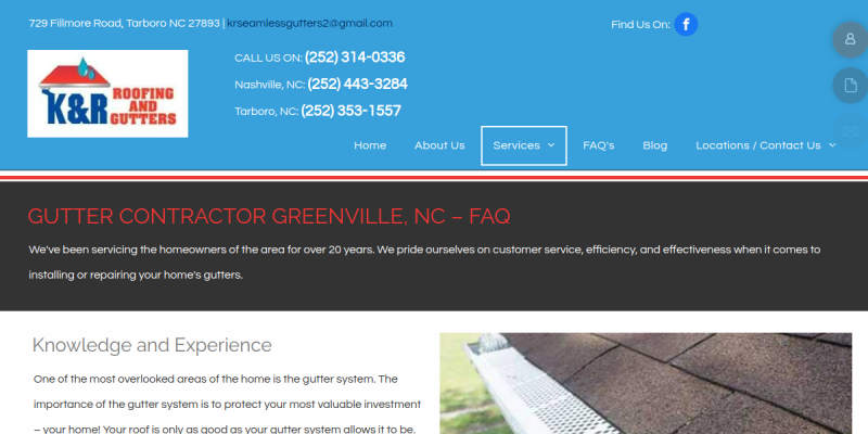 Gutter Installation Contractor Roanoke Rapids NC website screenshot