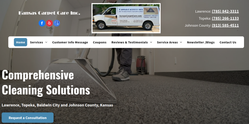 Kansas Carpet Care Inc Providing Comprehensive Carpet and Floor Cleaning Solutions website screenshot