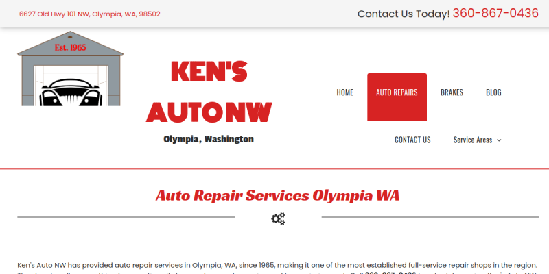 Auto Repair Shop Olympia WA website screenshot
