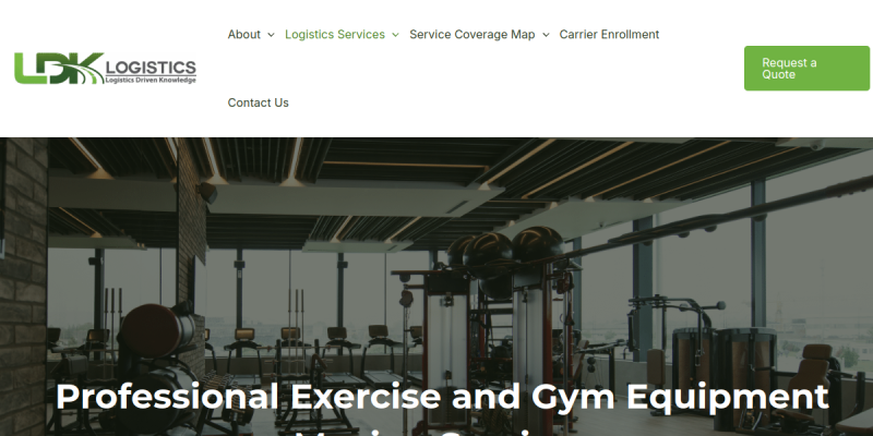 fitness equipment moving companies website screenshot