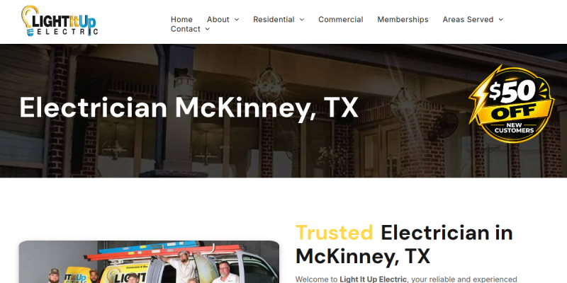 Electrician McKinney TX website screenshot