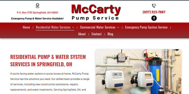 Well Pump Repair Springfield OH website screenshot