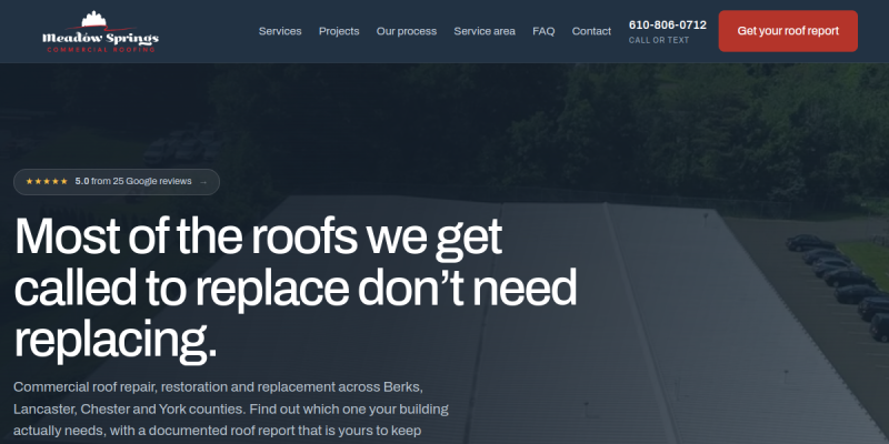 Commercial Roofing Installation Contractor Pottstown PA website screenshot