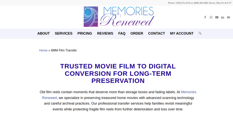 8mm Movie Film To Digital Conversion website screenshot