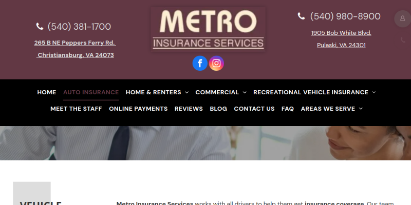 Vehicle Insurance Blacksburg Va website screenshot