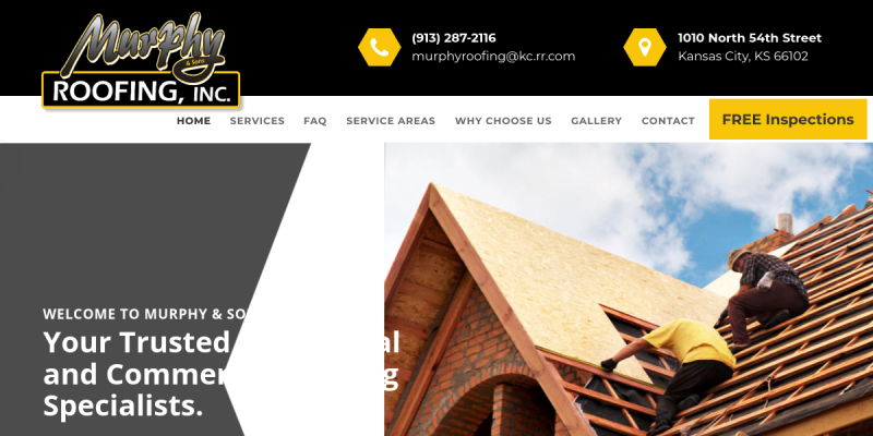 For Roof Replacement Kansas City KS Visit Murphy & Sons Roofing Inc website screenshot