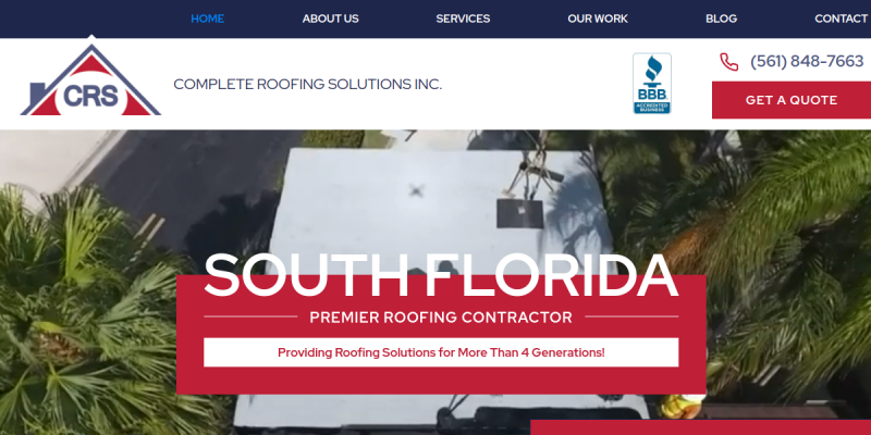 Professional Roof Replacement Solutions for West Palm Beach FL Properties by Complete Roofing Solutions Inc website screenshot