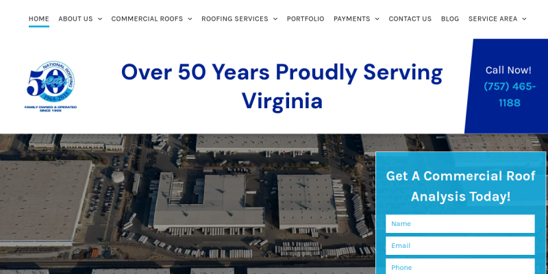 Flat Roofing Newport News Va website screenshot