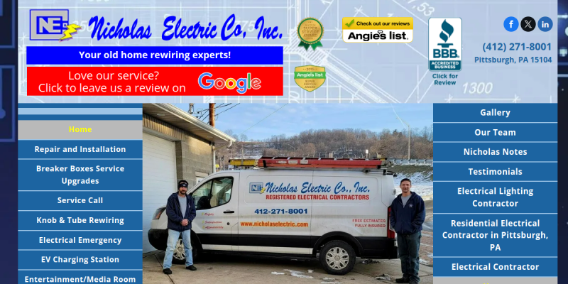 Licensed Electrician Monroeville PA website screenshot