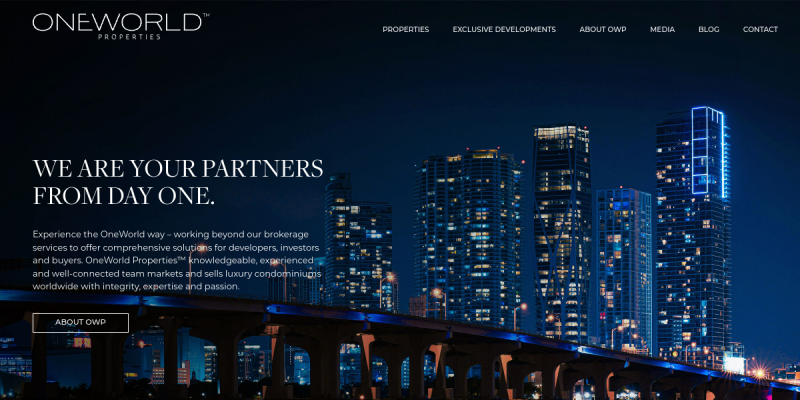 Visit OneWorld Properties To Buy New Luxury Condos For Sale In Miami FL website screenshot
