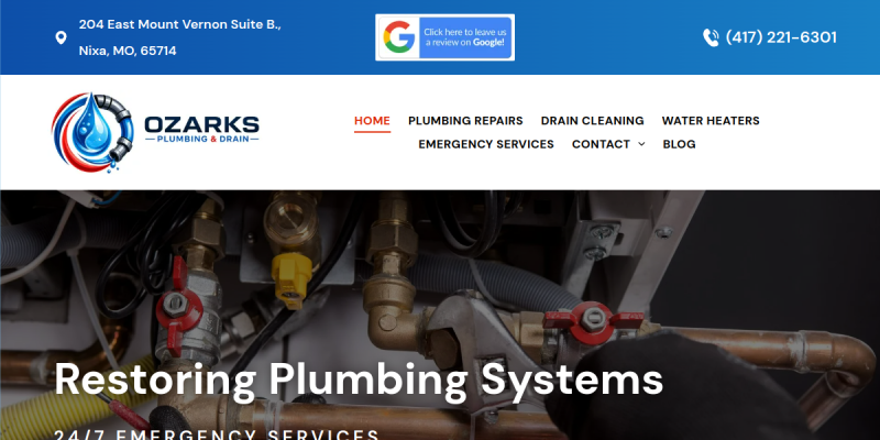 Emergency Plumber Ozark MO website screenshot