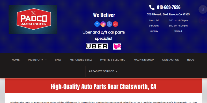 Auto Parts Chatsworth Ca website screenshot