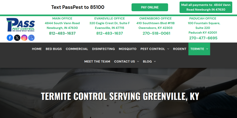 Termite Control Greenville KY website screenshot