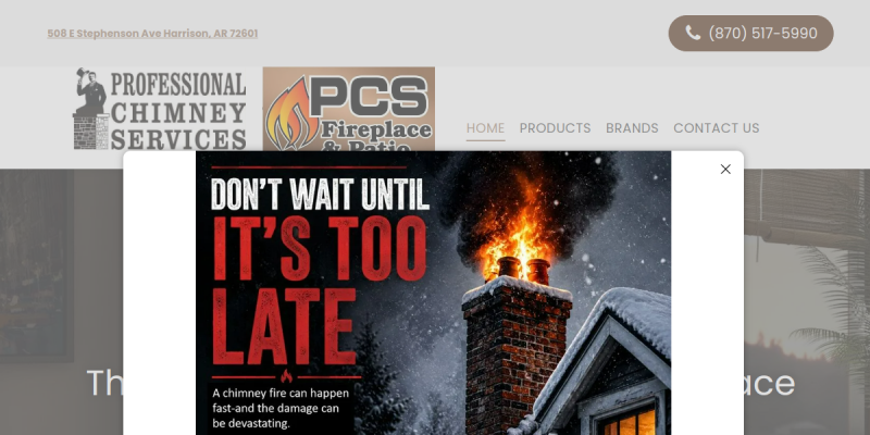 Chimney Services Harrison AR website screenshot