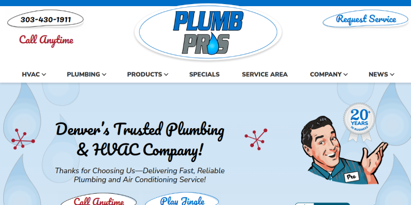 Residential Plumber Lakewood CO website screenshot