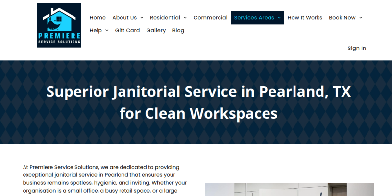 Janitorial Service Pearland website screenshot