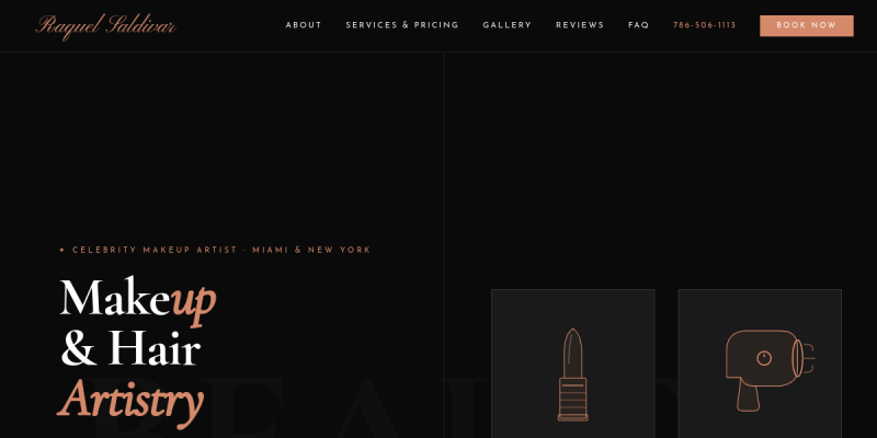 Raquel Saldivar website screenshot