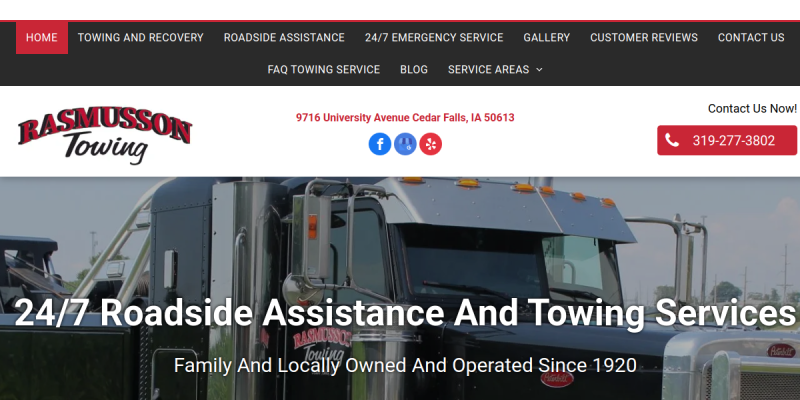 Towing Service Waterloo website screenshot