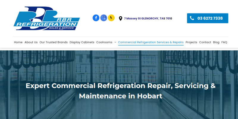 Commercial Refrigeration Installation Burnie TAS website screenshot