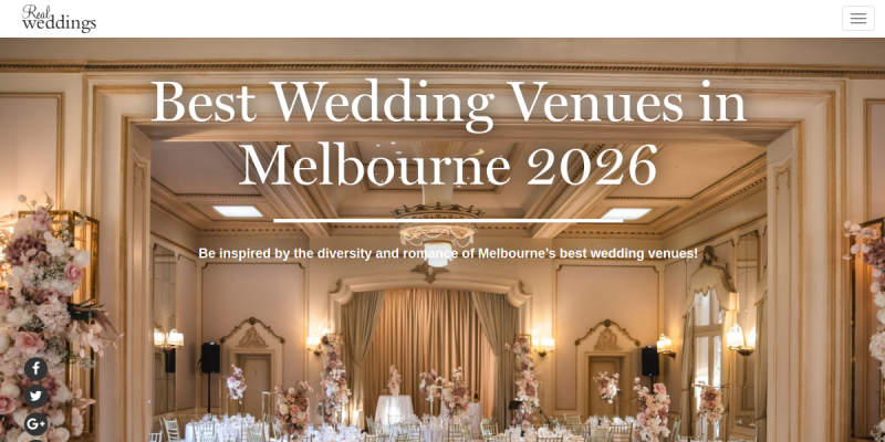 Memorable Wedding Reception Functions In Melbourne At RealWeddings website screenshot