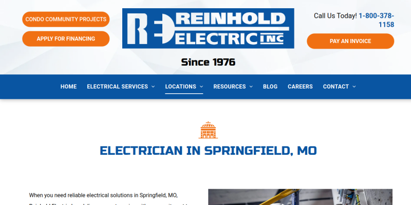 Electrician Springfield MO website screenshot