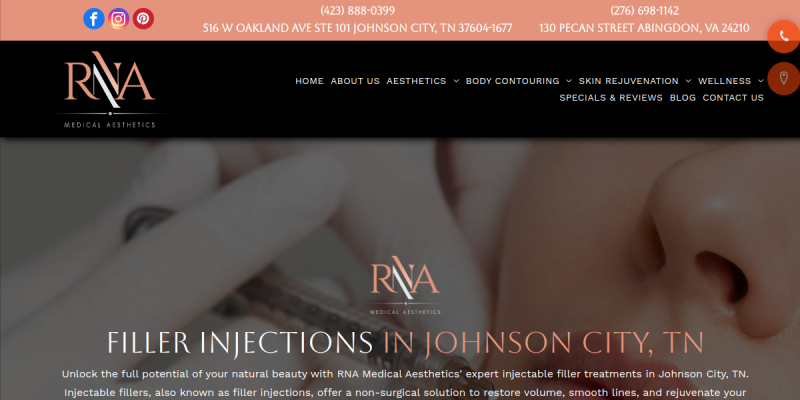 Injectable Fillers Johnson City Tn website screenshot
