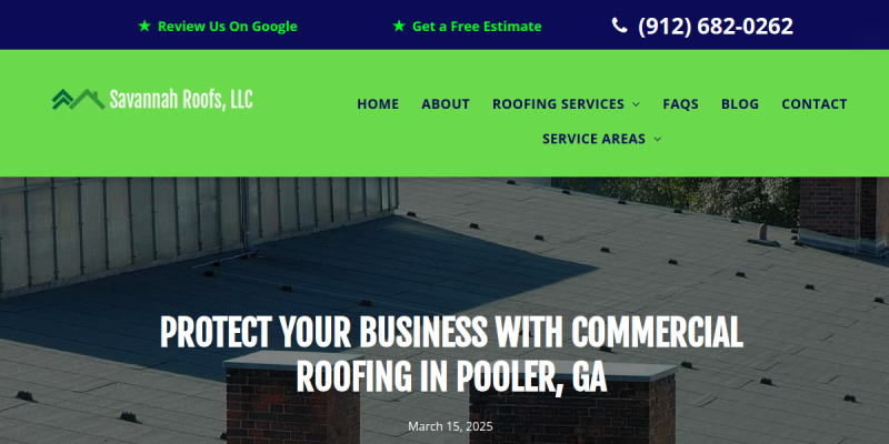 Connect To Savannah Roofs LLC For Roofer In Pooler GA. website screenshot
