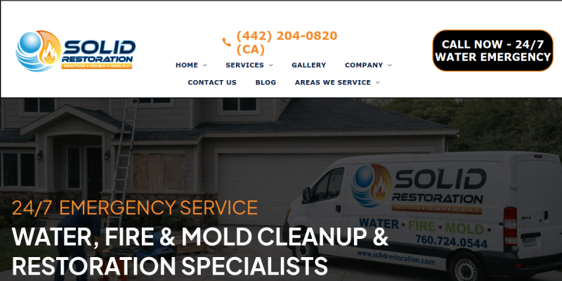 Water Damage Restoration Company Riverside CA website screenshot