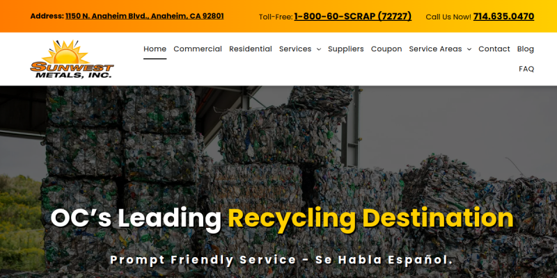 Metal Recycling Facility Fullerton Ca website screenshot