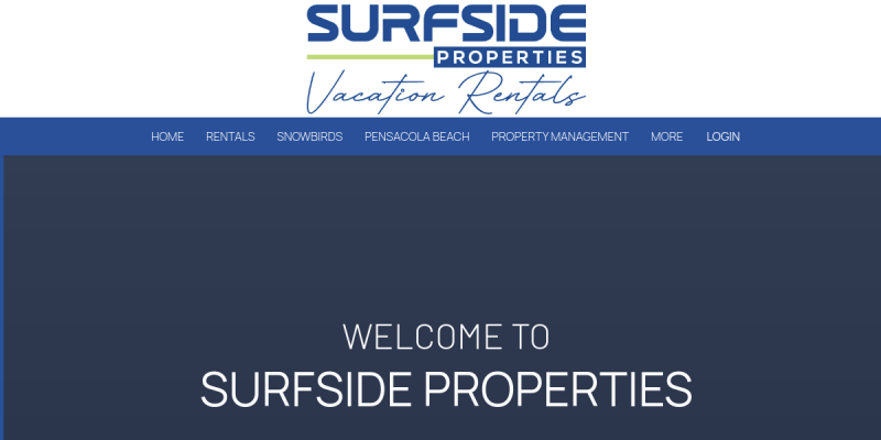 Pensacola Beach Rentals website screenshot