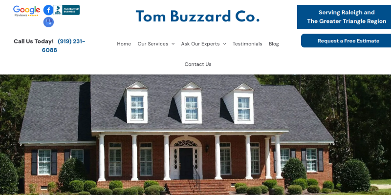 Home Roofers Raleigh NC website screenshot