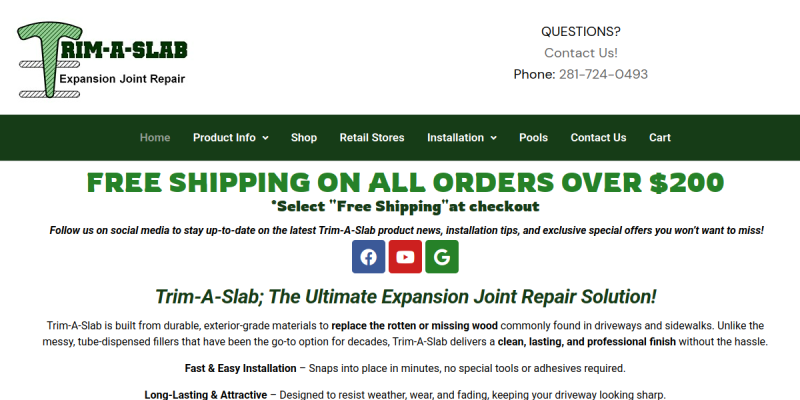Driveway Expansion Joint Sealer website screenshot