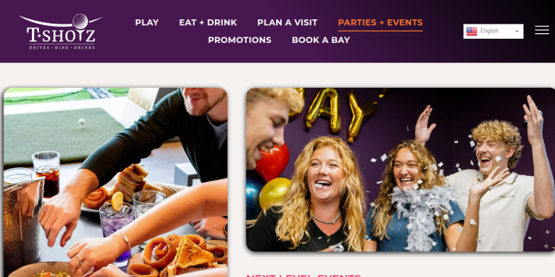 T-Shotz Golf and Entertainment Venue Provides Team Building Activities in Kansas City MO website screenshot